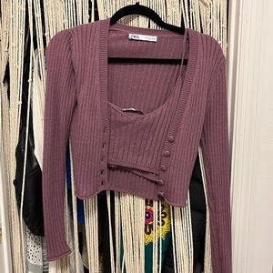 Zara purple knit two piece set